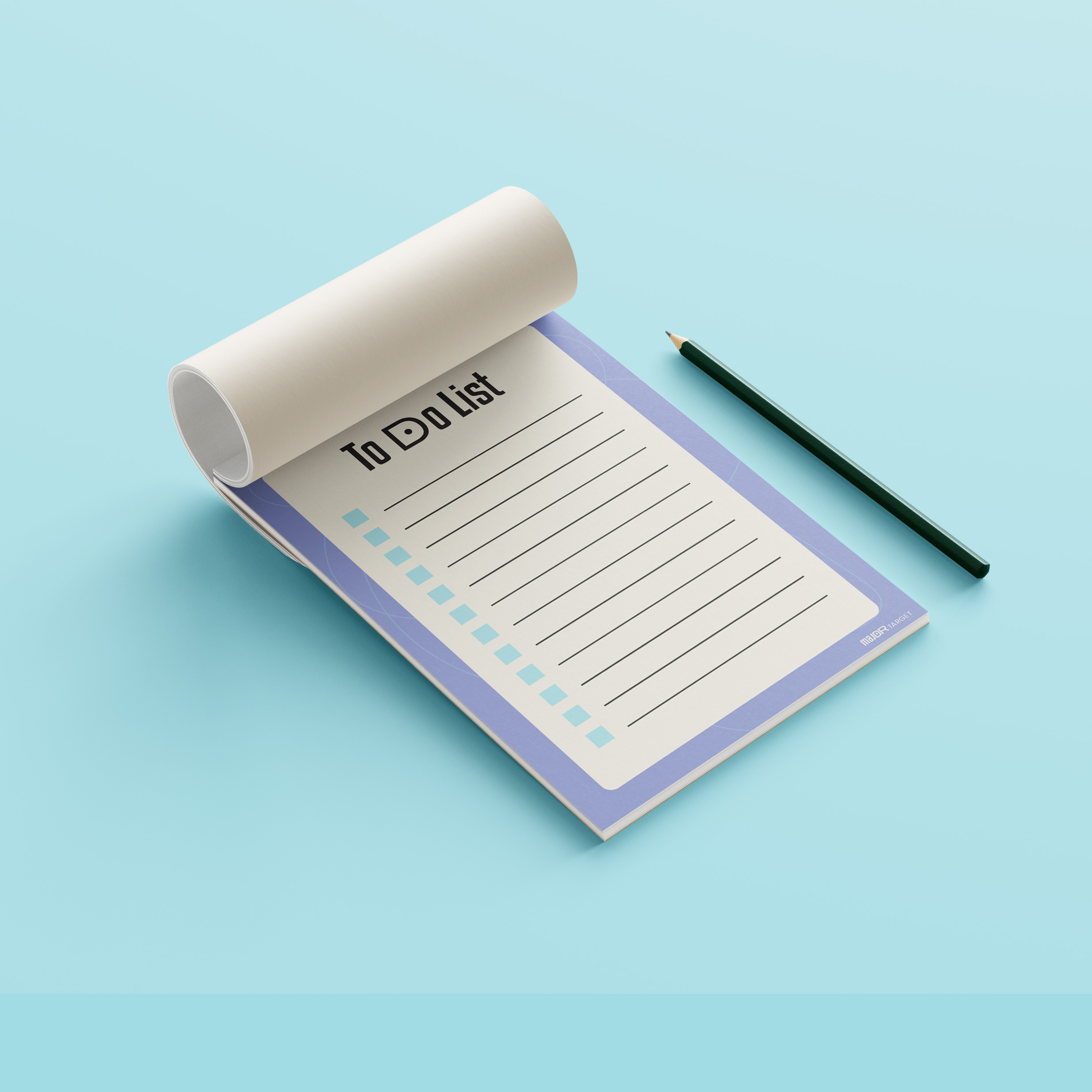 Major Target notepad mock up flipped