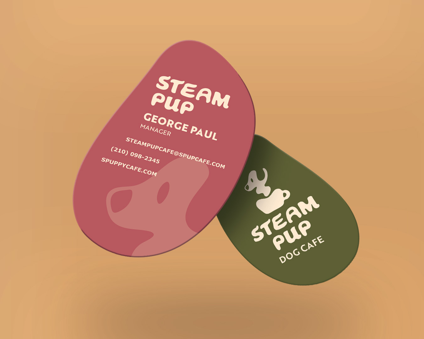 Steam pup business cards mock up